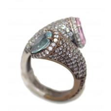 Ring Combination of Silver Sterling 925 Brass Zircon Stone Women's Handmade B183